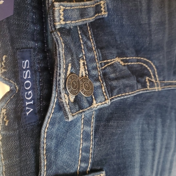 Vigoss NWT Blue Embroidered Chelsea Skinny Sz. 9/10 Raw Hem Women's Jeans - Picture 8 of 16